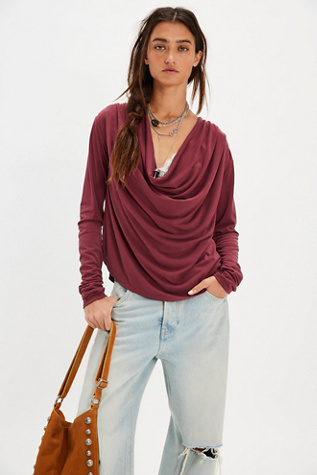 Jane Draped Long Sleeve Top at Free People in Dionysus, Size: Medium