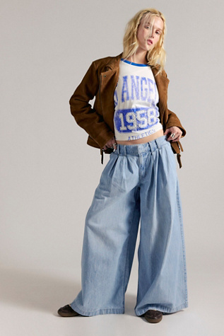 We The Free Scout Wide-Leg Jeans at Free People in Light Wash, Size: M Short