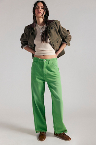 We The Free Easton Low-Rise Workwear Jeans at Free People in Green, Size: 28 S