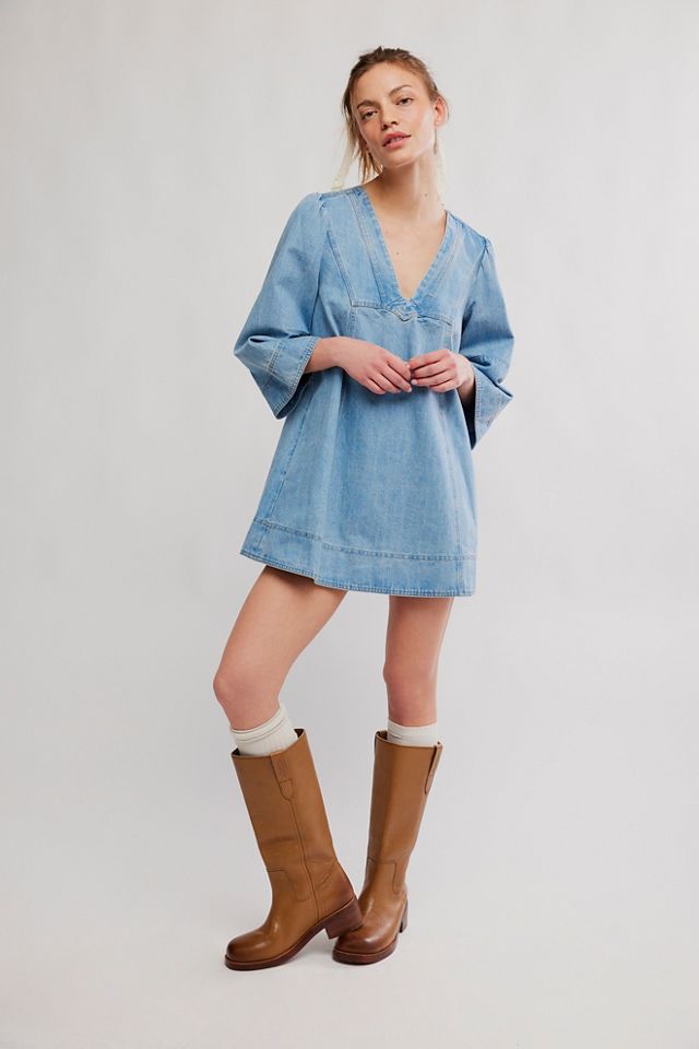white christmas dresses Free People Remino Denim Mini Dress – Josie's Boutique main image 1