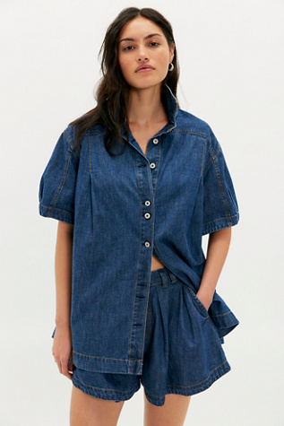 Griselda Denim Short Set by Free People in Blue, Size: US 2