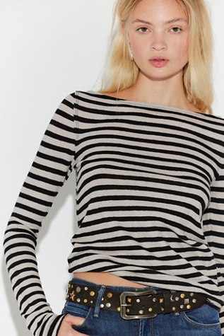 Женский топ We The Free Most Loved Striped Long Sleeve, цвет: Серый — фото 4
