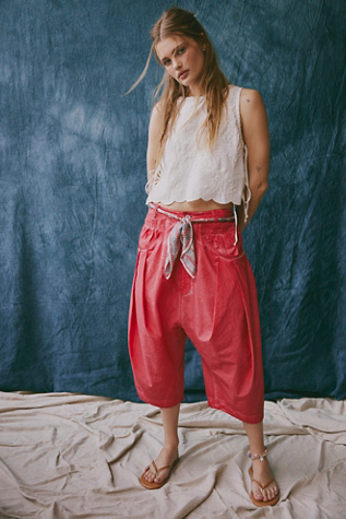Sundry Cropped Harem Pants by Free People in Red, Size: US 8