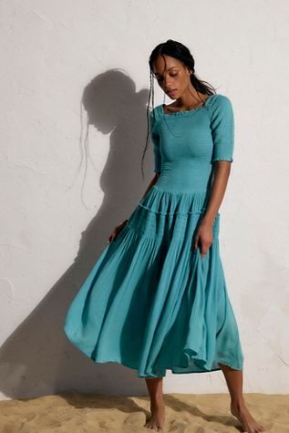 Harlyn Midi Dress by free-est at Free People in Blue, Size: L