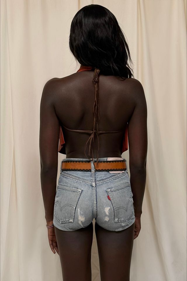 Vintage 1970's Hand Made Leather Backless Halter Top Selected By Afterlife Boutique #2