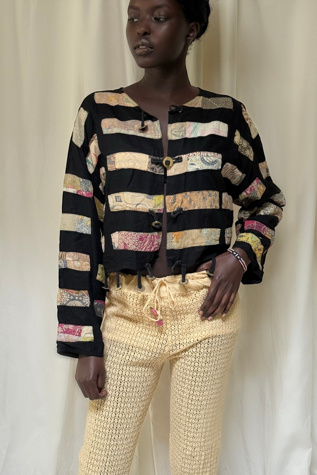 Vintage 1990's Cropped Rayon Jacket Selected By Afterlife Boutique