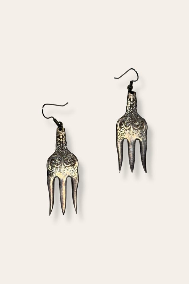 Vintage Engraved Mini Fork Earrings Selected By Afterlife Boutique #1
