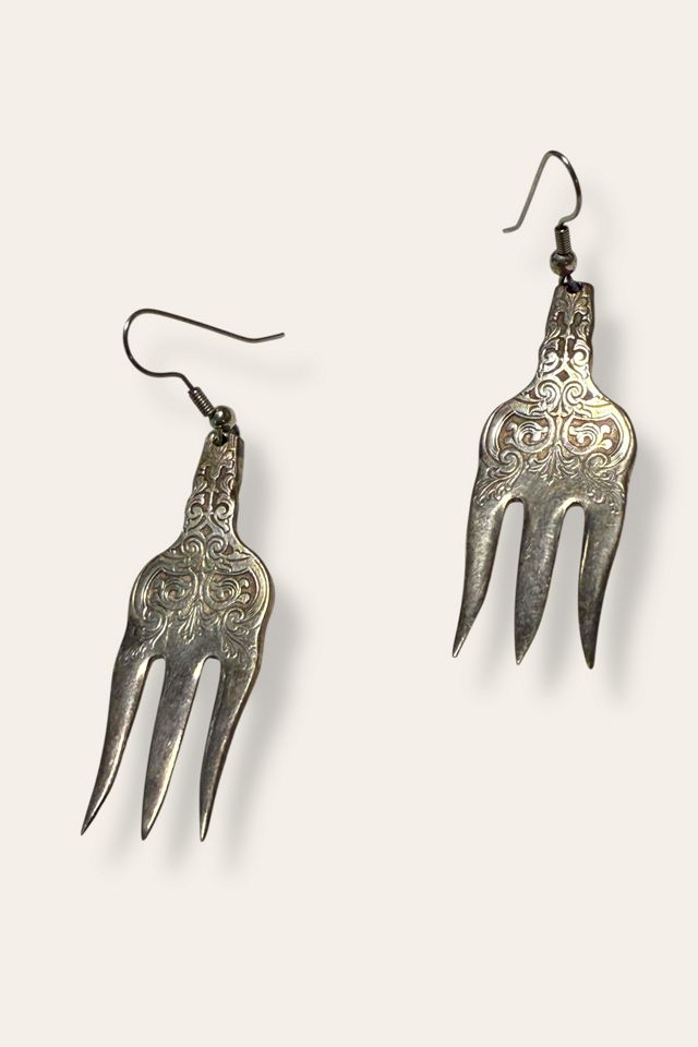 Vintage Engraved Mini Fork Earrings Selected By Afterlife Boutique #2