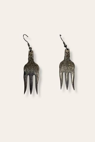 Vintage Engraved Mini Fork Earrings Selected By Afterlife Boutique