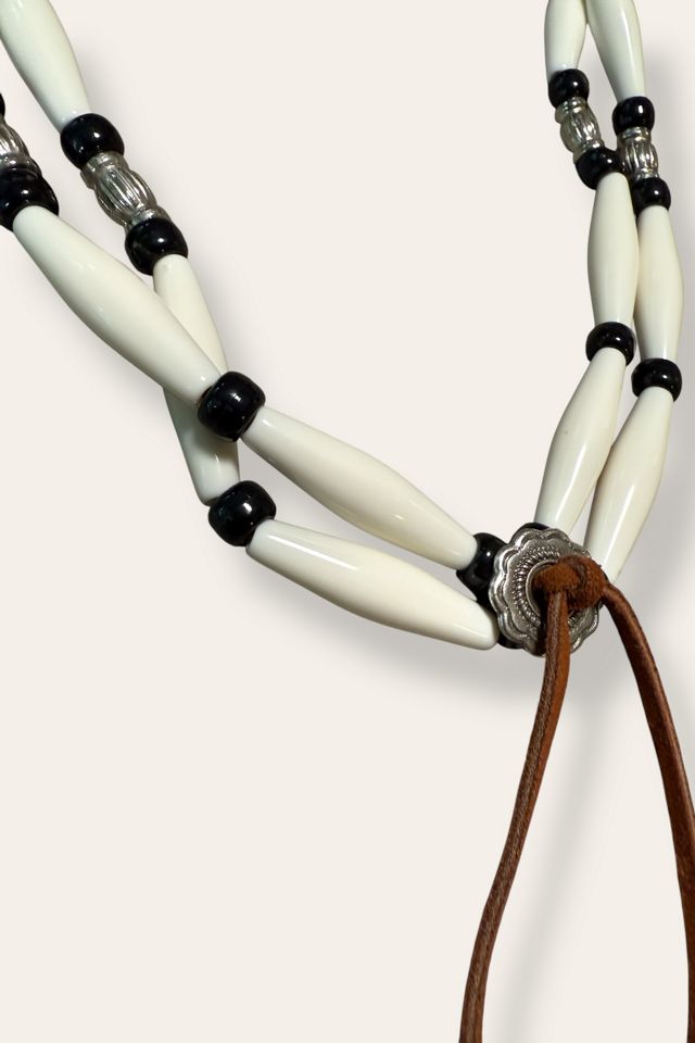 Vintage 1990's Beaded Concho Suede Western Style Necklace Selected By Afterlife Boutique #1