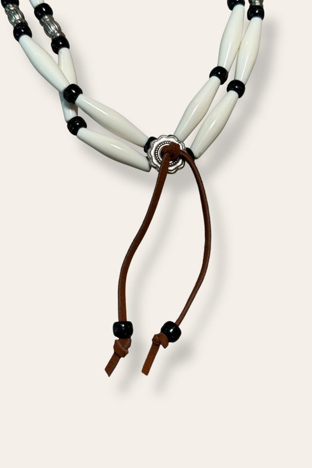 Vintage 1990's Beaded Concho Suede Western Style Necklace Selected By Afterlife Boutique #3