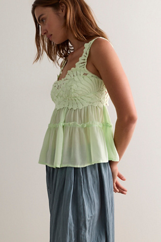Petal Party Shapeless Cami by Intimately at Free People in Lime Cream, Size: XS