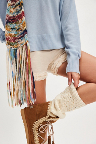 French Knot Cream Crochet Legwarmers at Free People in White