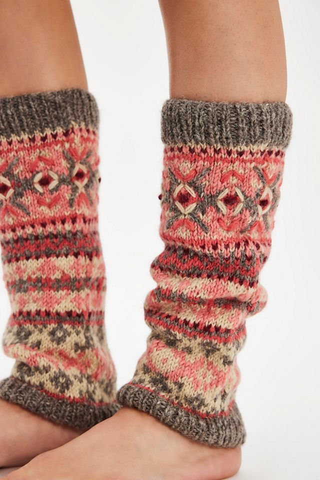 French Knot Grey Fairisle Legwarmers #1