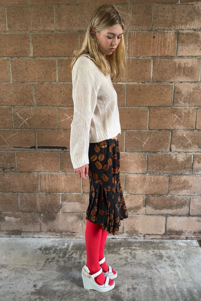 1980s Bill Blass Coffee Bean & Polka Dot Silk Skirt Selected by Personal Choice #1
