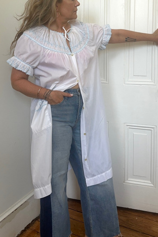 Vintage Embroidered Short Sleeved Babydoll Duster Selected by KA.TL.AK