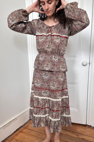 Vintage Tiered Prairie Skirt and Blouse Set Selected by KA.TL.AK