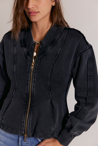 Женский топ Free People Ziggy Zip-Up, цвет: Чёрный — фото 4