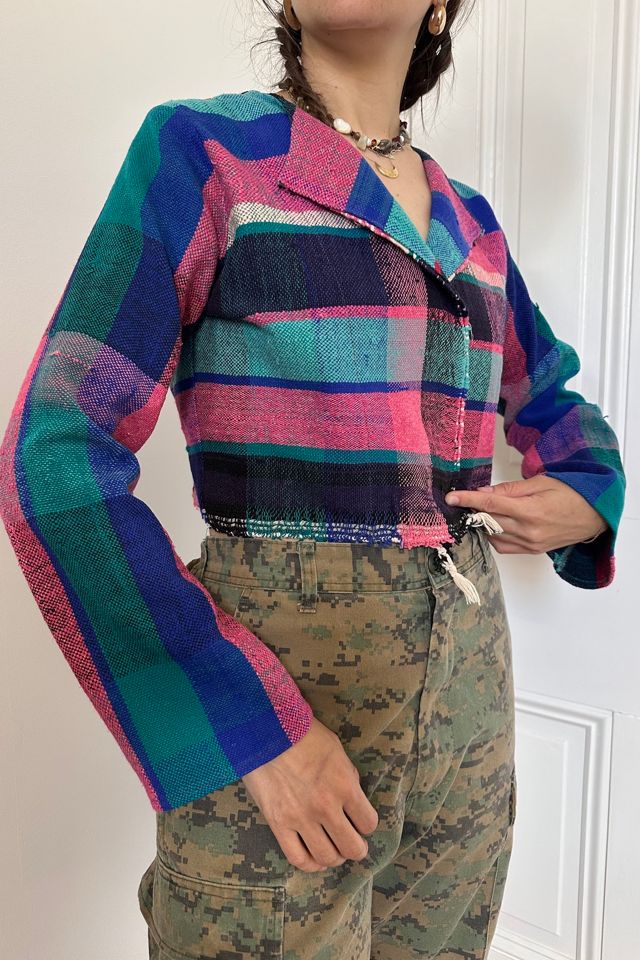 Vintage Handmade Plaid Cropped Woven Bolero Selected by KA.TL.AK #3