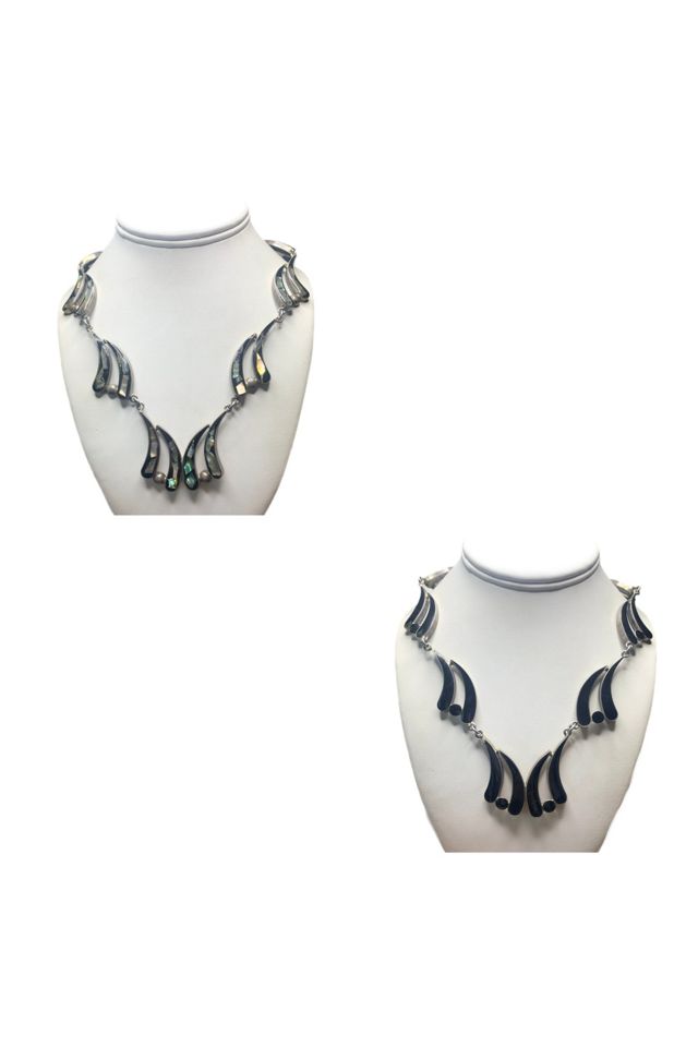 Vintage Double Sided Resin + Abalone Bib Necklace Selected by Lux Revival #2