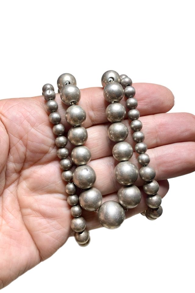 Vintage Sterling Silver Graduated Pearl Necklace Selected by Lux Revival #1
