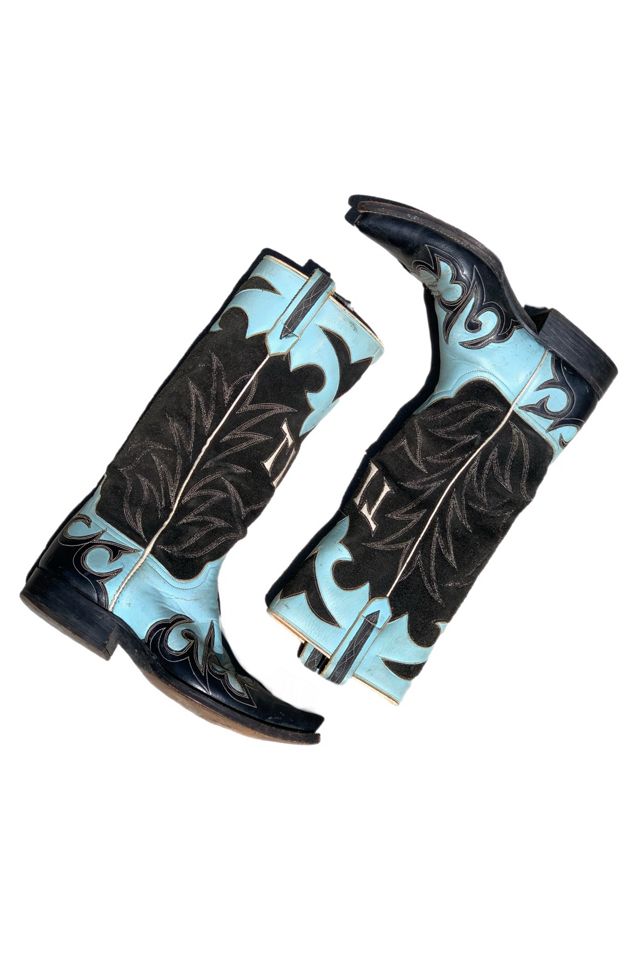 Vintage 1950s Turquoise + Black Custom Cowboy Boots Selected by Lux Revival #1