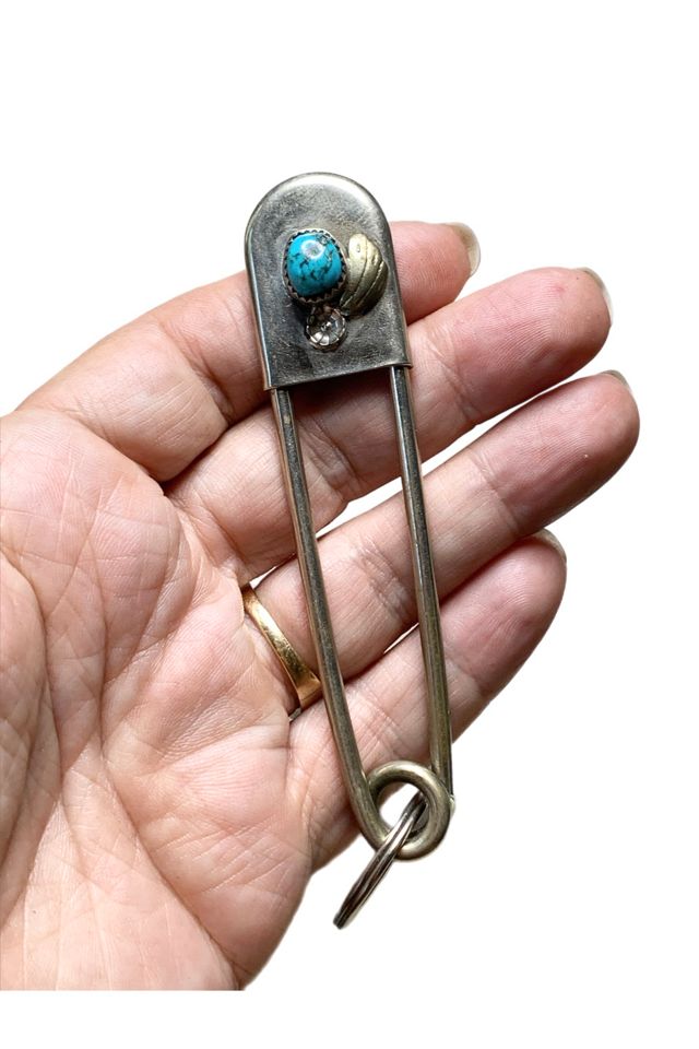 Vintage Jumbo Safety Pin or Keychain with Gemstone Selected by Lux Revival #1
