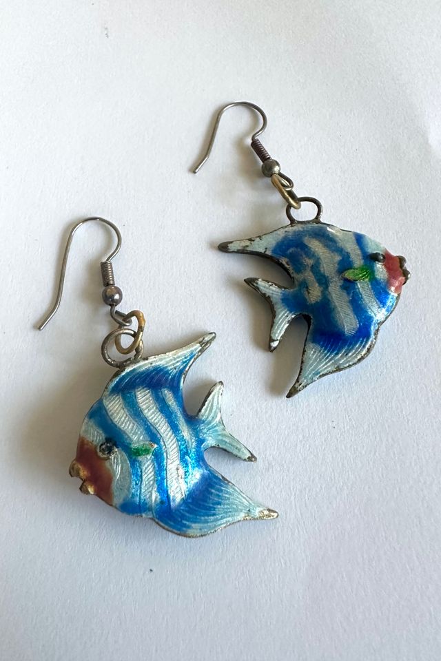 Vintage 1980s Enamel Angelfish Earrings Selected by Cherry #1