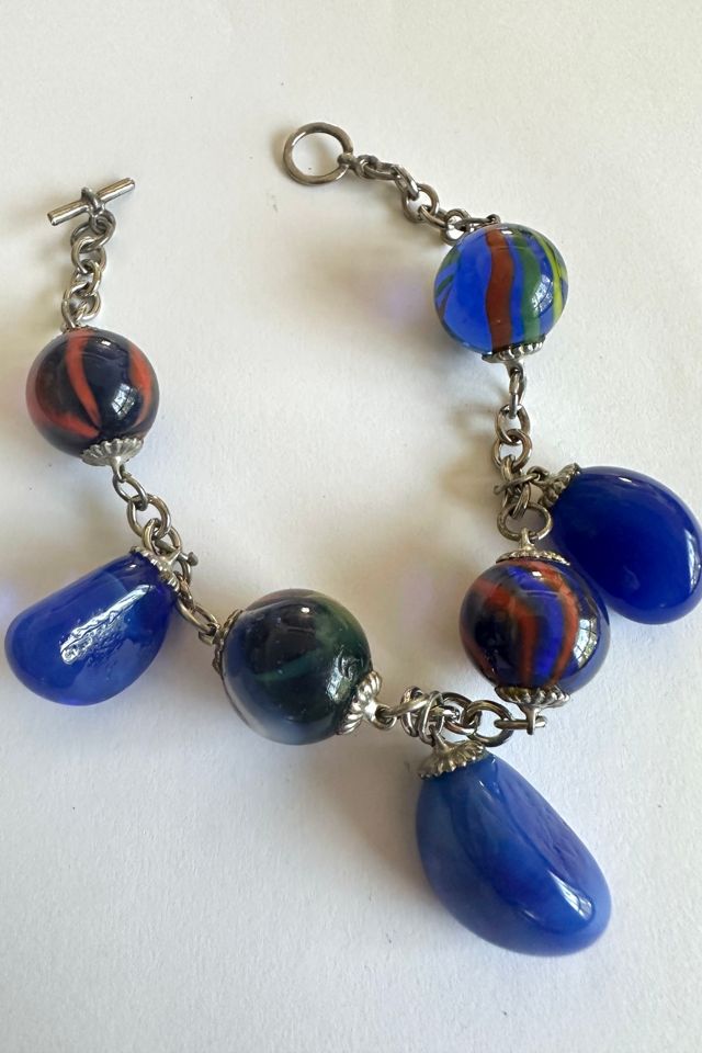 Vintage 1970s Glass and Marble Charm Bracelet Selected by Cherry #1