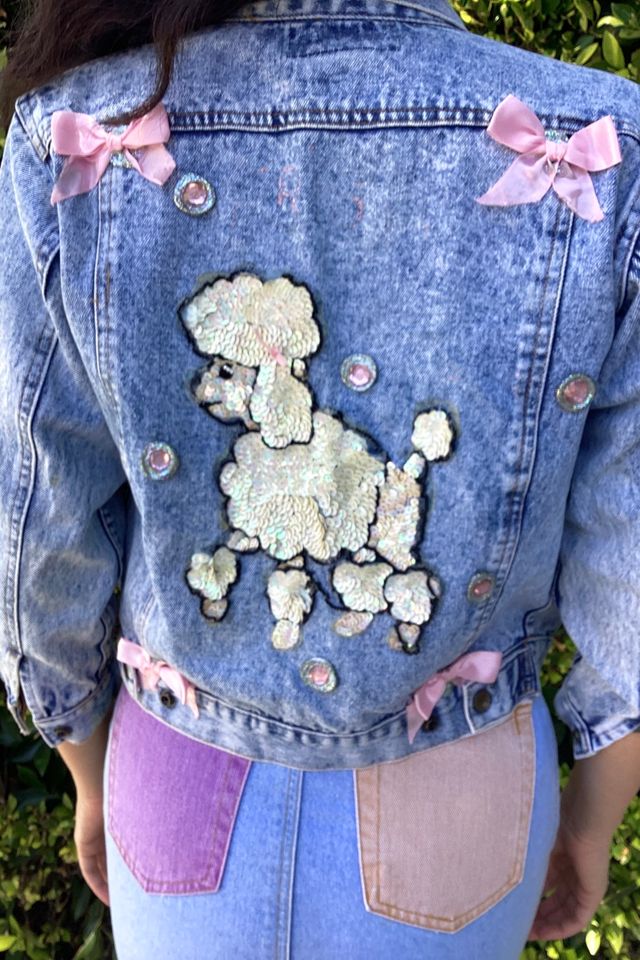 Vintage 1980s Customized Sequins Poodle Denim Jacket Selected by Cherry #1