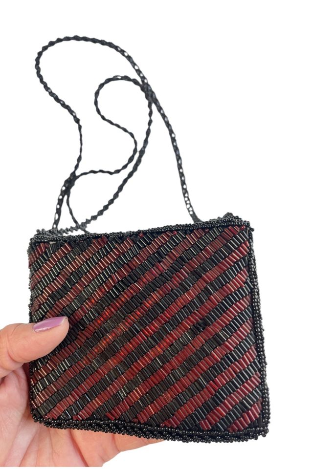 Vintage Black And Red Beaded Purse Selected By Ankh By Racquel #2