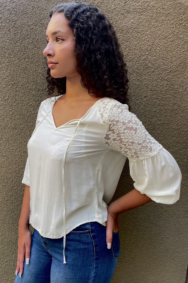 Vintage Ivory Blouse With Lace Selected By Ankh By Racquel #1