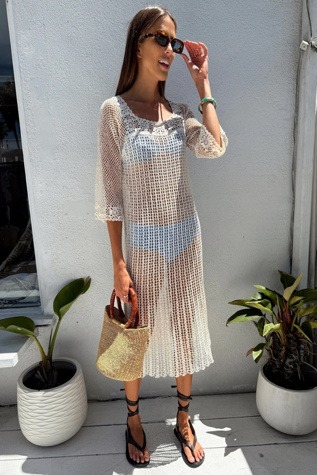 1970s Crochet Midi Dress Selected by Madly Vintage
