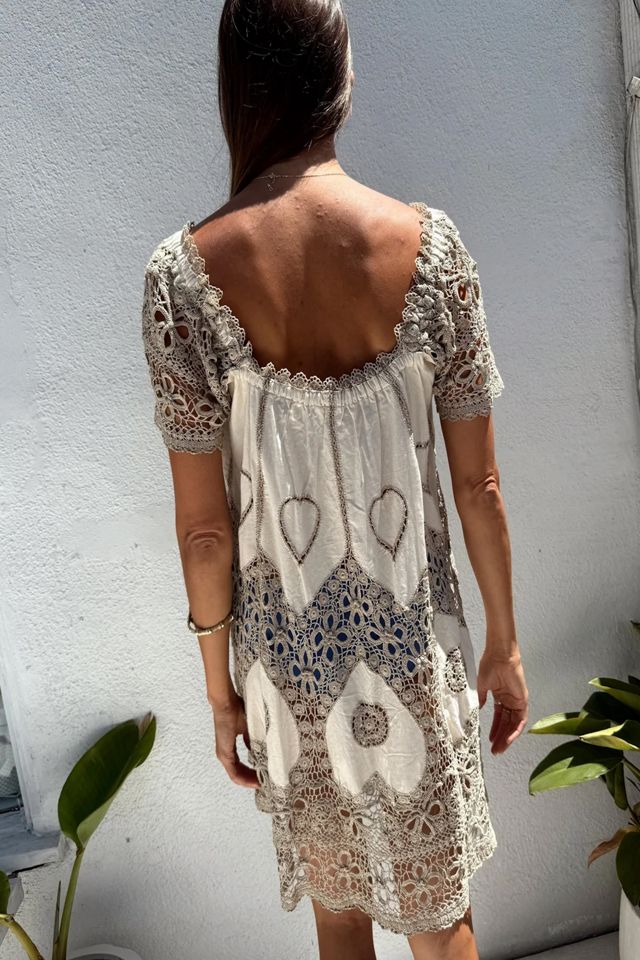 Crochet Heart Taupe Dress Selected by Madly Vintage #2