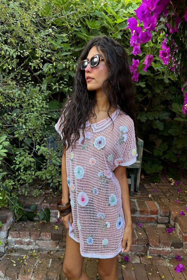 Cotton 1980s Rosette Mini Dress Selected by Madly Vintage #3