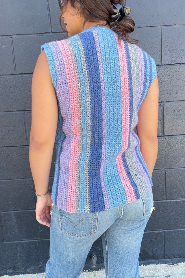 Vintage Hand Knit Stripe Vest Selected by FernMercantile #1