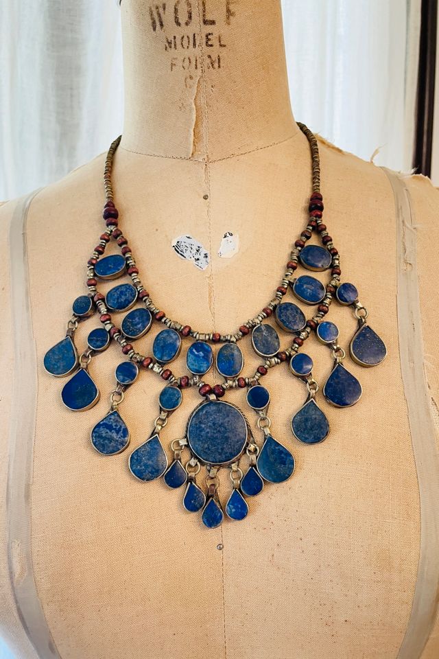 Vintage Lapis Bib Necklace Selected by FernMercantile #1