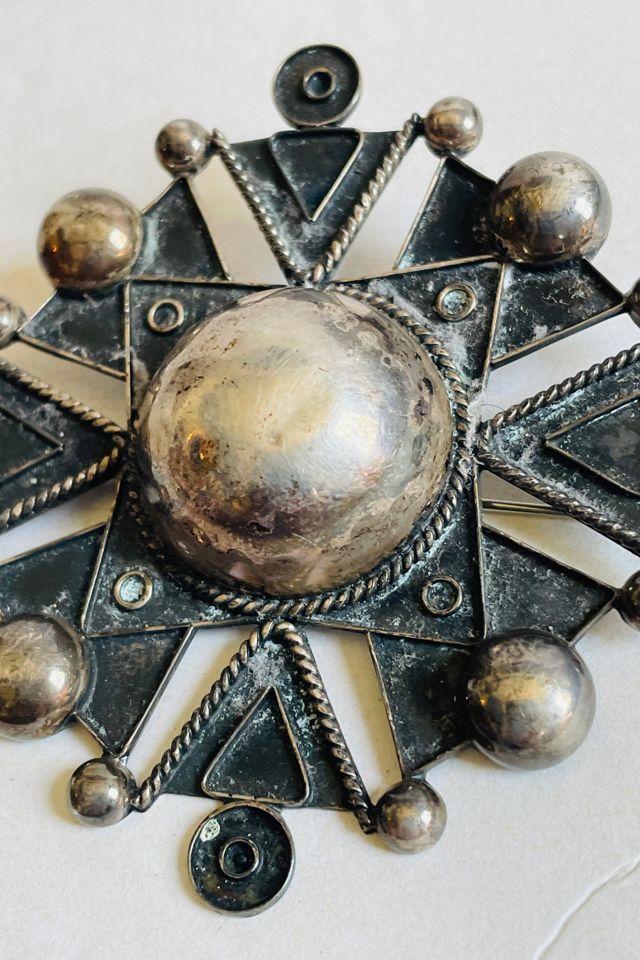Vintage Sterling Large Stylized Sun Pin Brooch Selected by FernMercantile #1