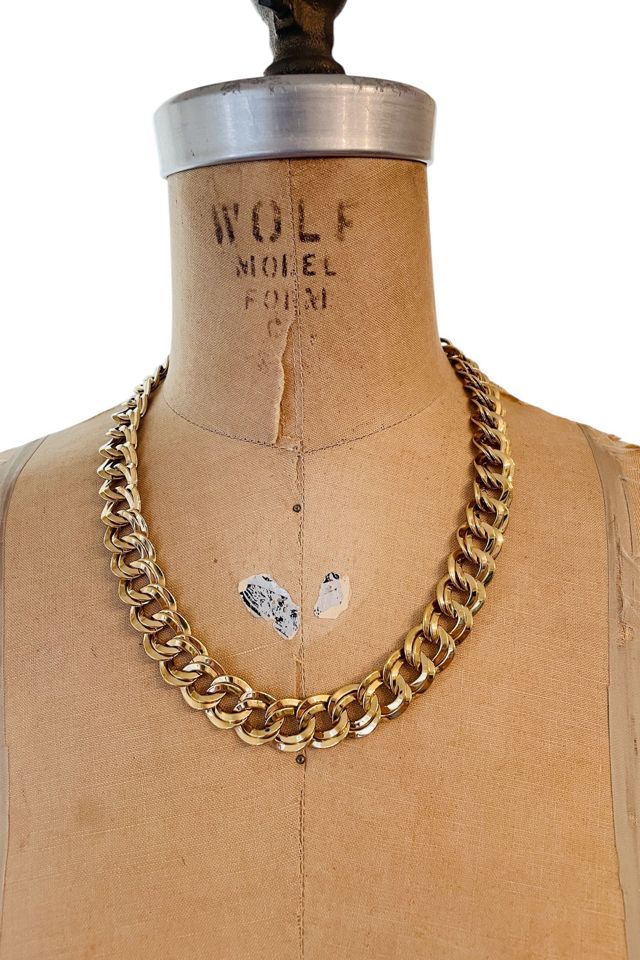 Vintage 1980s Monet Gold Necklace and Bracelet Set Selected by FernMercantile #1