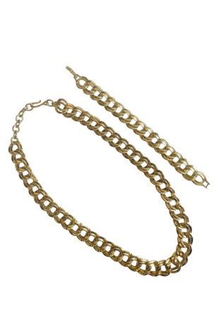 Vintage 1980s Monet Gold Necklace and Bracelet Set Selected by FernMercantile