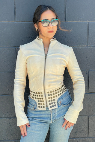 Thomas Wylde Studded Leather Ivory Jacket Selected by FernMercantile