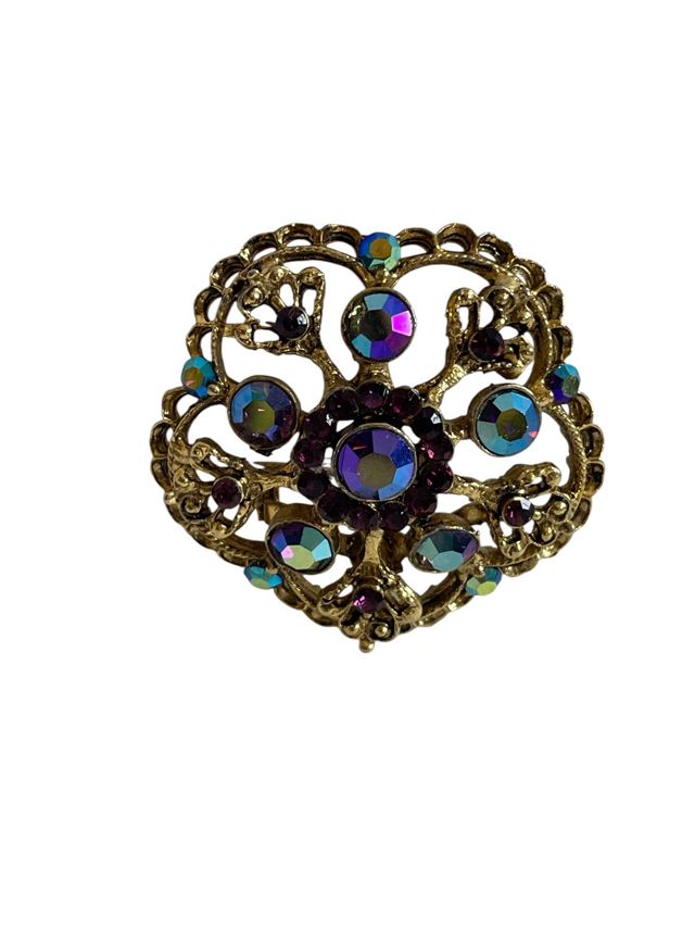 Vintage Weiss Red Iridescent Rhinestone Pin Selected by FernMercantile #1