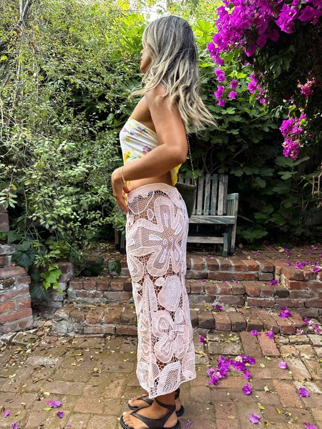 1980s Baby Pink Crochet Skirt Selected by Madly Vintage #1