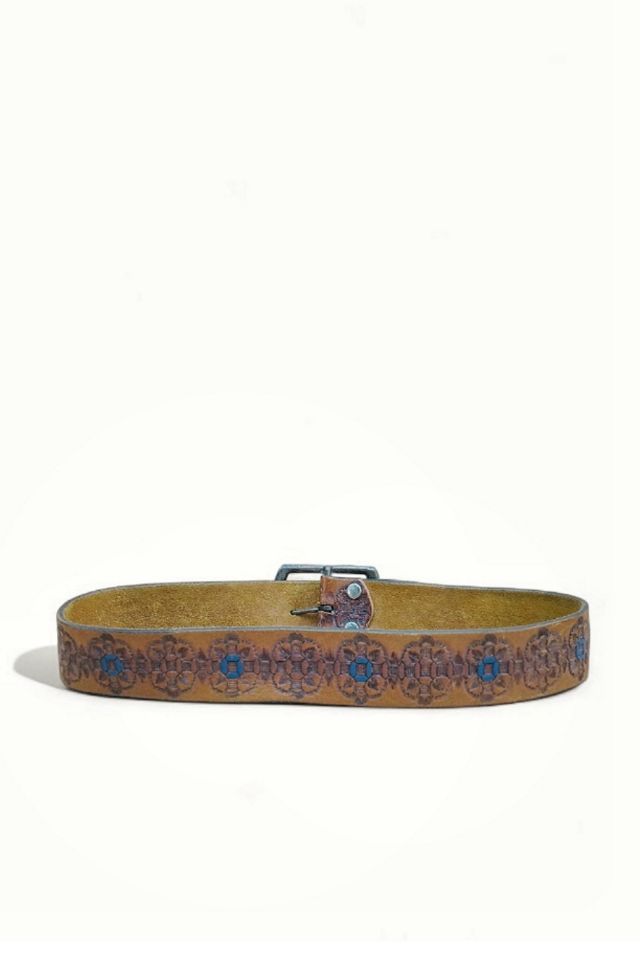 1970's Tooled and Painted Leather Belt Selected by Garbage Soup #1
