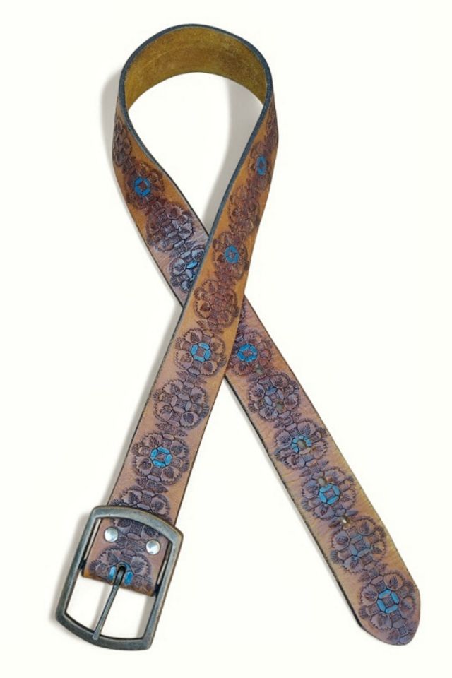 1970's Tooled and Painted Leather Belt Selected by Garbage Soup #2