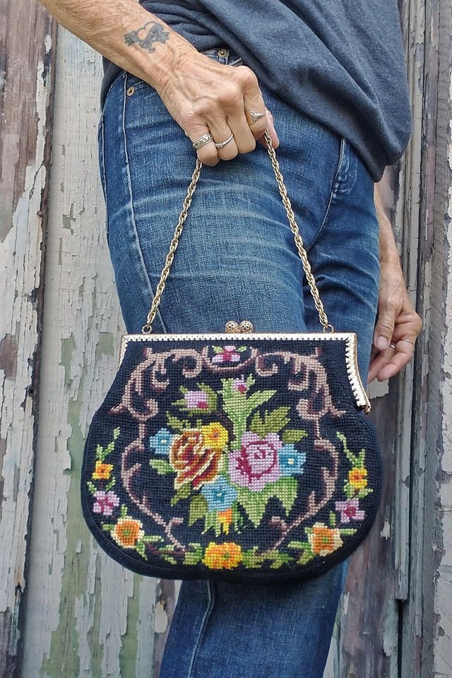 Vintage Floral Needlepoint Bag Selected by Garbage Soup #3