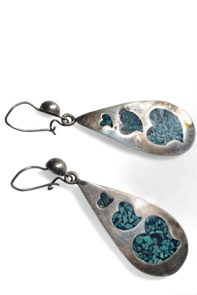 Vintage Inlay Turquoise Heart Earrings Selected by Garbage Soup #1