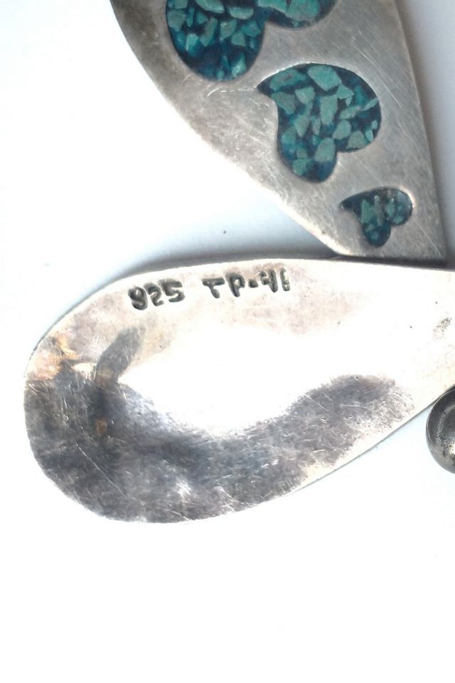 Vintage Inlay Turquoise Heart Earrings Selected by Garbage Soup #2