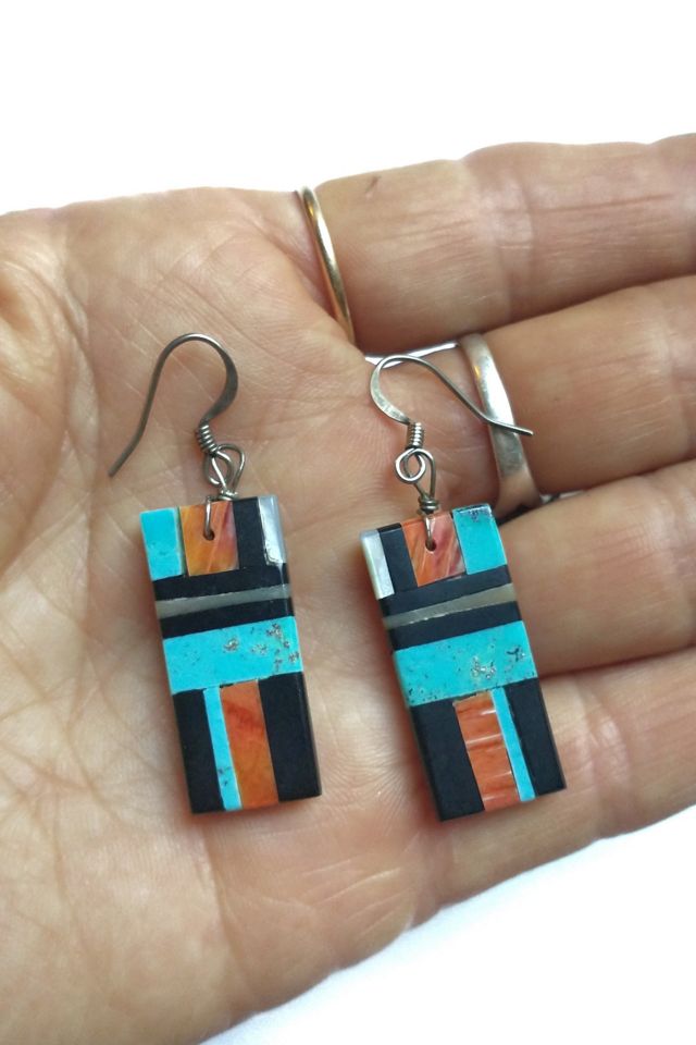 Vintage Turquoise Mosaic Earrings Selected by Garbage Soup #1
