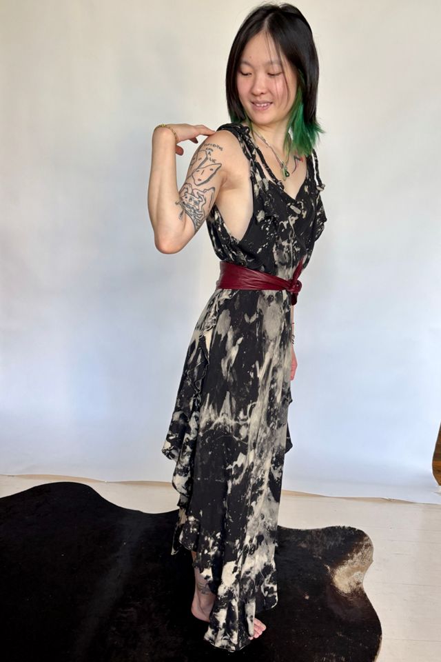 Vintage Splatter Cotton Open Shoulder Ruffle Edge Dress Selected by Atlantic Vintage #1
